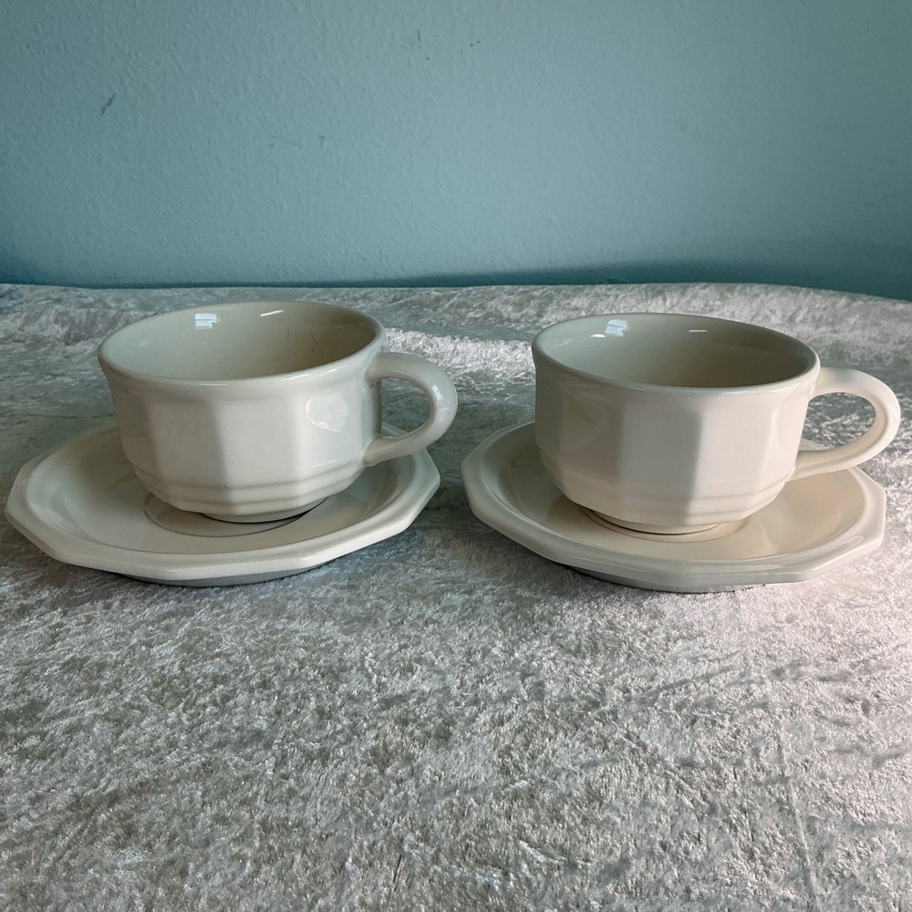 VTG  Set Of 2 Cups & Saucers Pfaltzgraff HERITAGE WHITE Colonial Country Style - Picture 11 of 11